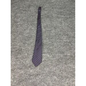 Christian Dior Monsieur Mens Navy Blue Geometric Medallion Silk Necktie Vintage